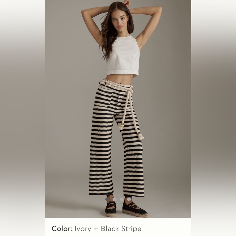 The Colette Striped Knit Crop Wide-Leg Pants by Maeve-26-NWT